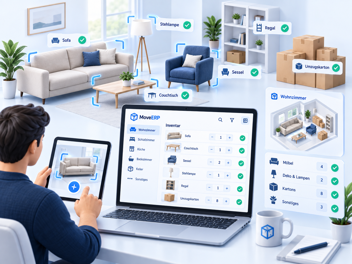 3D Darstellung der digitalen Inventarerfassung mit MoveERP